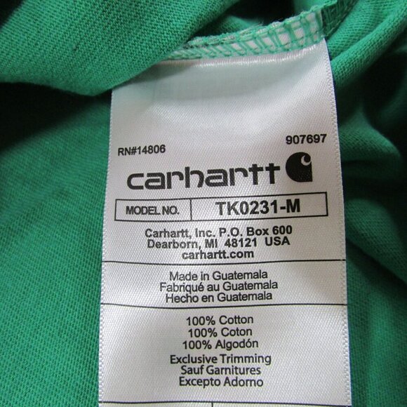 Carhartt Men's Loose Fit Heavyweight Graphic Long Logo Sleeve T-Shirt Malachite - Picture 3 of 3